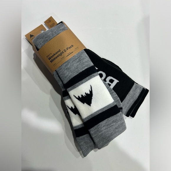 Burton Men's Size Large Weekend Ski Socks - 2 Pack Snowboard Black Grey NWT - Picture 1 of 9